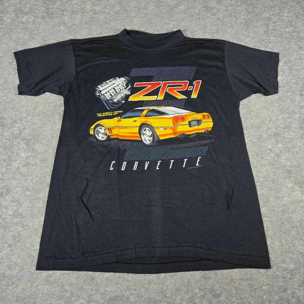 SSI VTG Mens Black Corvette ZR-1 Graphic Racing T-Shirt L